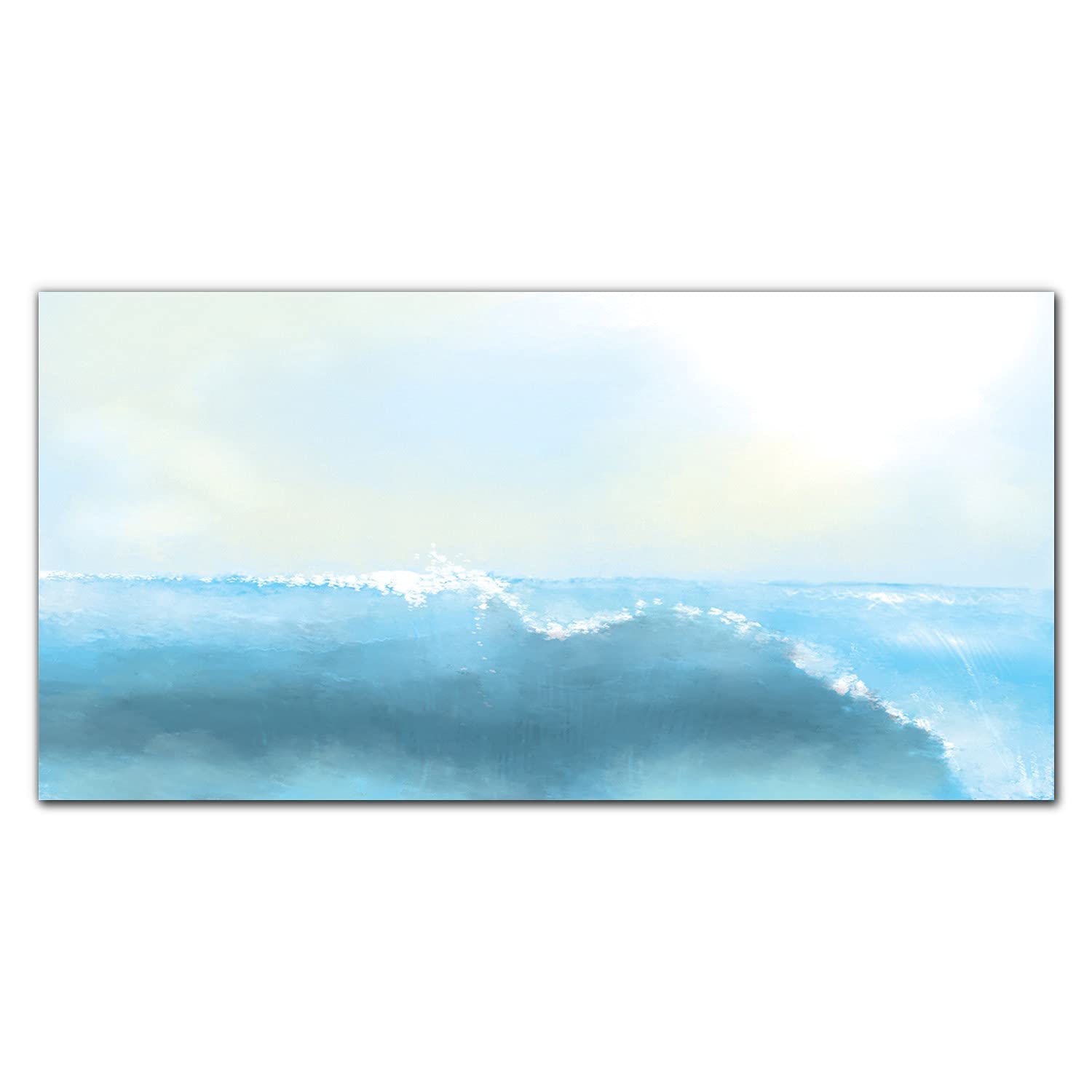 Pantalla anti salpicaduras de vidrio templado para pared de cocina con oleaje marino 100x50 cm