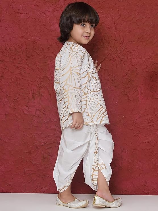 Image of AJ DEZINES Kids Ethnic Wear Pure Cotton Dhoti Kurta Set For Boys