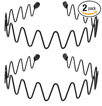 2 PACK Mens Metal Headbands for Men Women Hair Bands Sports Headband Mens Hair Band for Womens Hair Care Hoop Unisex Black Fashion Hairband Non Slip Wide Wavy Elastic Accessories Outdoors Beauty