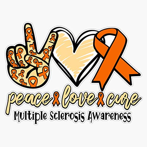 Peace Love Cure Multiple Sclerosis Awareness Sticker Vinyl Decal Wall Laptop Window Car Bumper Sticker 5'