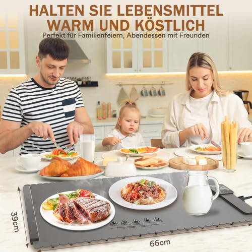Elektrische Warmhaltewanne - Premium Silikon, Speisenwärmer mit 5 Temperatur & Timer-Einstellungen, Vollflächige Heizung, Tragbare & Rollbare Buffetwärmer Elektrisch für Partys/Feiertage – Bild 7