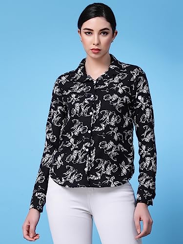Image of OOMPH! Women's Cotton Regular Fit Floral Button Down Shirt
