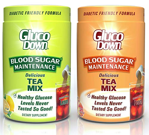 2-Pack, GlucoDown Diabetic Friendly Beverage, Maintain Healthy Blood Sugar (1-Lemon Tea & 1-Peach Tea)