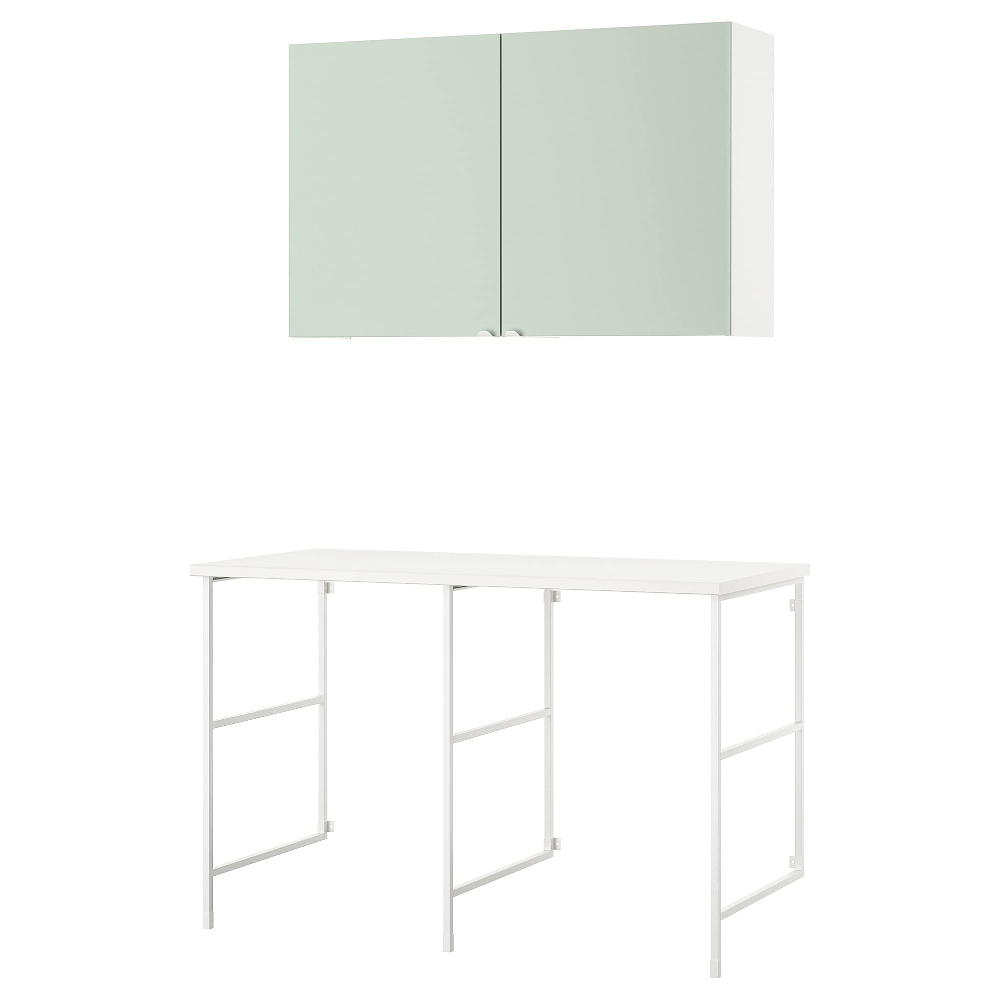 IKEA Combinación de almacenamiento ENHET Estanteria Escritorio, 139x63,5x90,5 cm, blanco/gris pálido-verde
