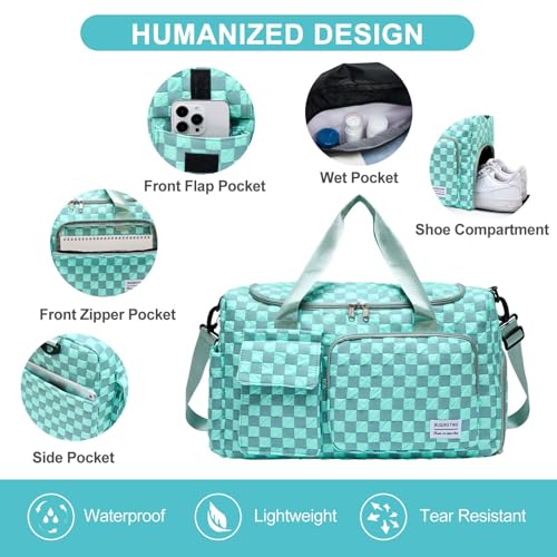 Image of Small Gym Bag for Women, Travel Duffle Bag Carry On Weekender Bag with Shoe Compartment