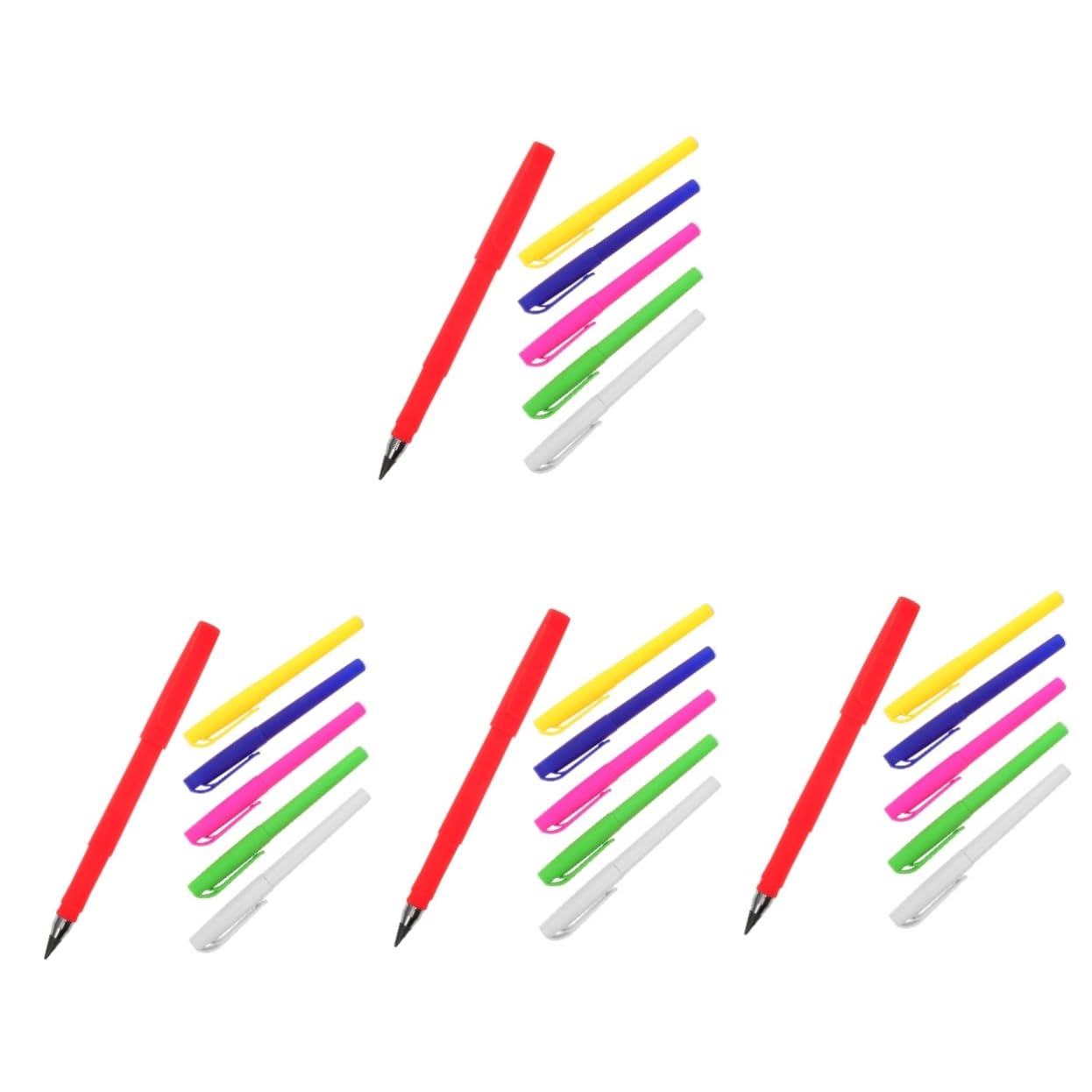 24pièces Crayons Encre Éternels Réutilisables Crayons Pour Étudiants Écriture Et Dessin Vert Blanc Rouge Rose Bleu Jaune