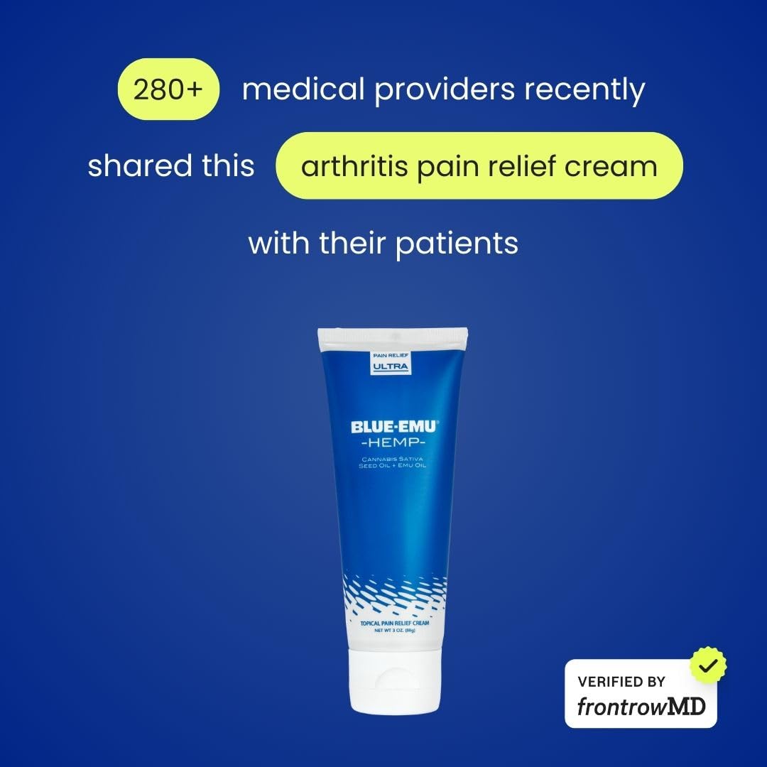 BLUE-EMU Ultra Hemp Arthritis Pain Relief Cream for Fast Joint & Muscle Relief, 3 Oz, 2 Pack