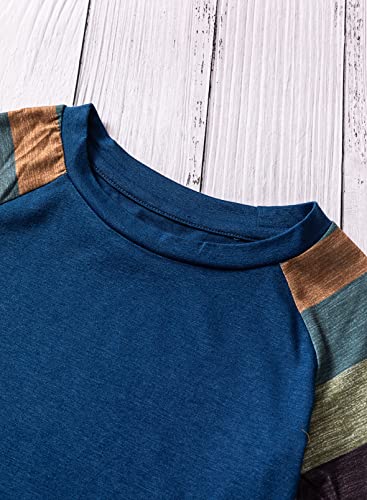 Image of SELINK Girls Big Kids Long Sleeve Striped Color Block Pocket Tees | Casual Loose Fit With Side Pockets,Soft Stretch Polyester Blend For Big Girls Daily&Back To School Wear