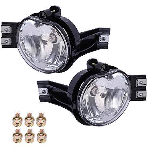 Replacement for 02-08 Dodge Ram 150003-09 Dodge ram 2500 ram 350004-06 Dodge Durango Clear Fog Lights Pair+Bulb Driver and Passenger Side 55077475AE 55077474AE