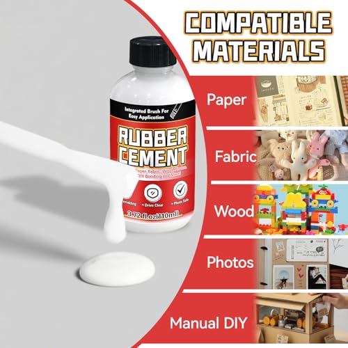 Rubber Cement, 110ml Multifunctional White Adhesive, No Wrinkling PVA Glue, Ideal for Crafts, Paper, Fabric, Wood, Photos, DIY Crafts, and More - Image 4
