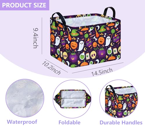 Image of Pumpkin Pattern Storage Basket Gift Shelf Basket Storage Bin, Nursery Basket Organizer Box for With Handles for Room Deco