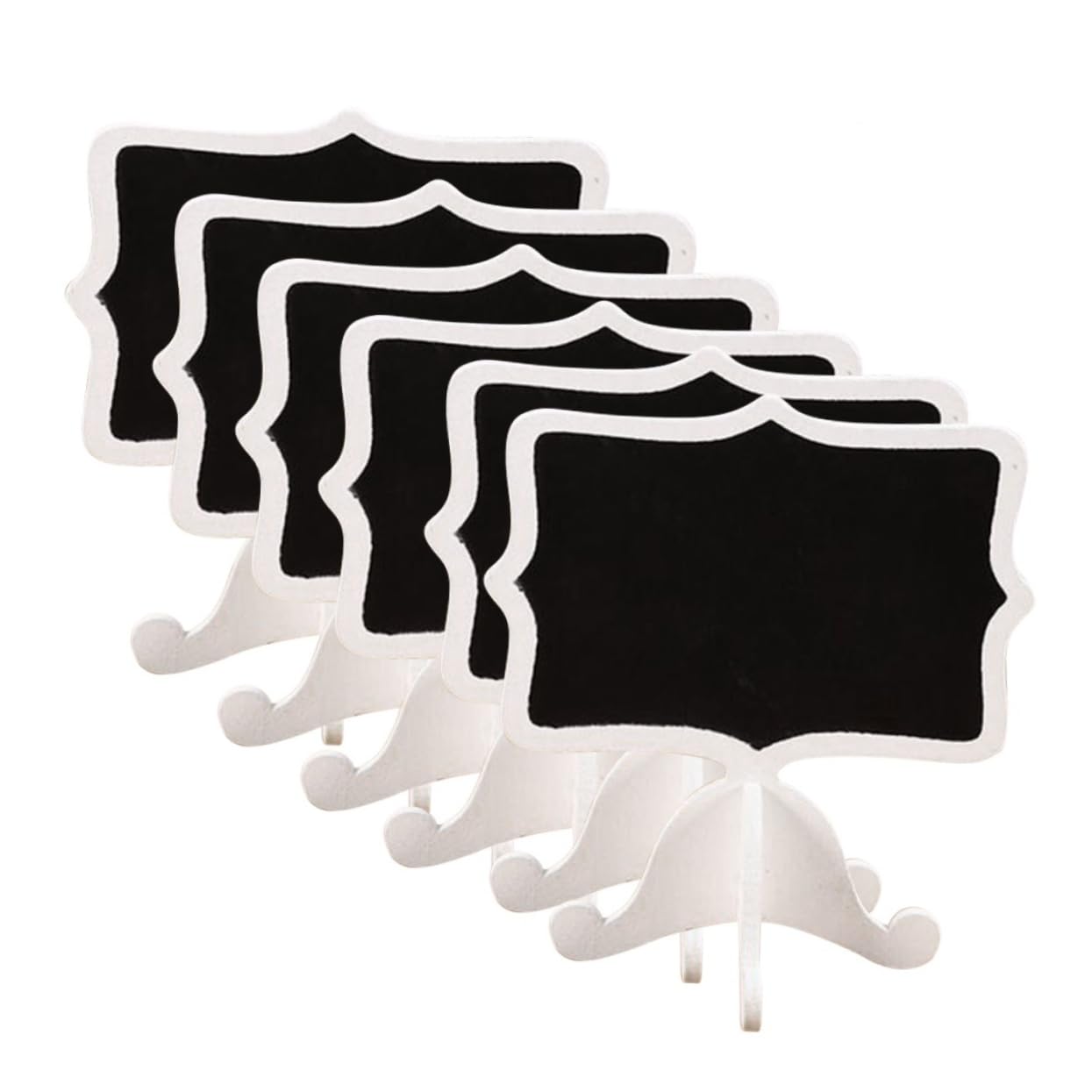 KICHOUSE 10Pcs Mini Wood Chalkboard Erasable Blackboard Signs for Message Display for Dinner Parties Weddings and Home Decor White with Angle