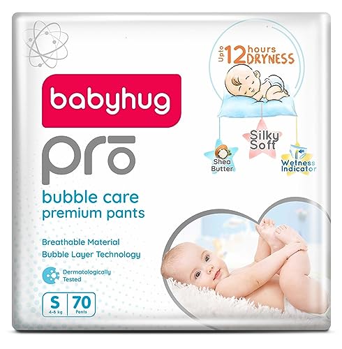 Image of babyhug Pro Bubble Care Premium Pant Style Unisex Diaper Small (S) Size - 70 Pieces, 1 count