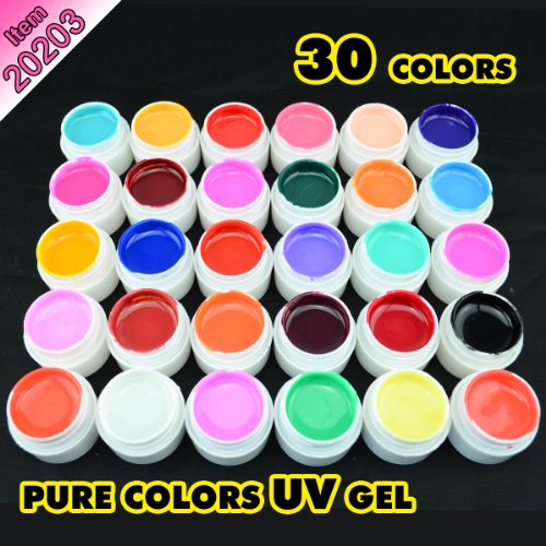 HotEnergy Pure Colors UV Gel for UV Nail Art Tips Extension Professional Nail Art UV Gel 12/18/24/30 Pot (30 colors)