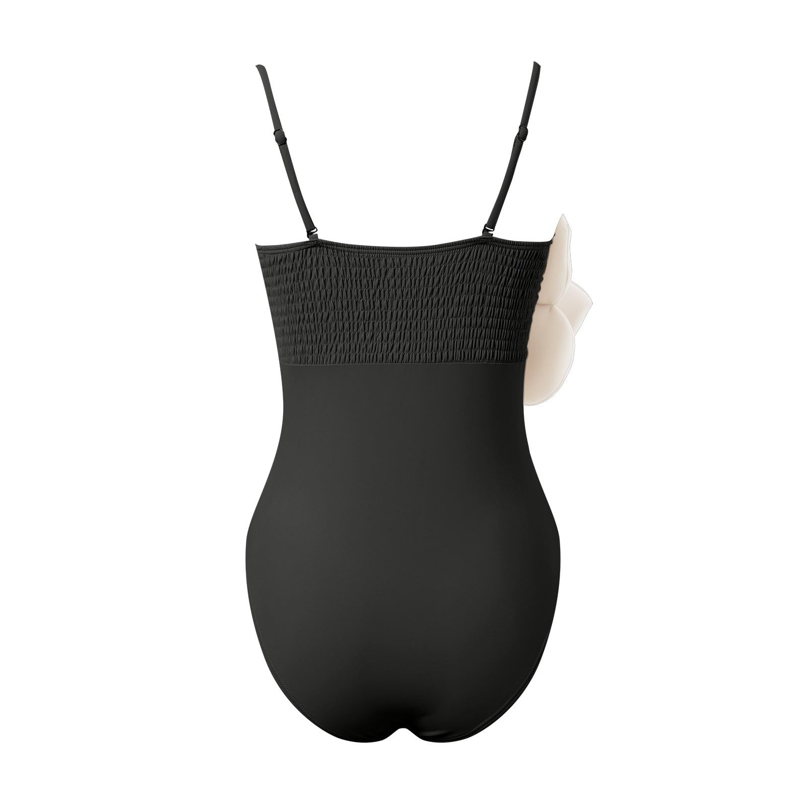 Bañador Mujer Reductores Vientre Plano, Traje de baño y Pareo con Tirantes Desmontables y Flores 3D Hechas a Mano