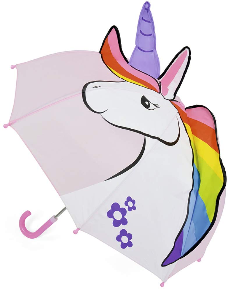 AtinoChildrens 3D Fun Animal Umbrella Pink Unicorn