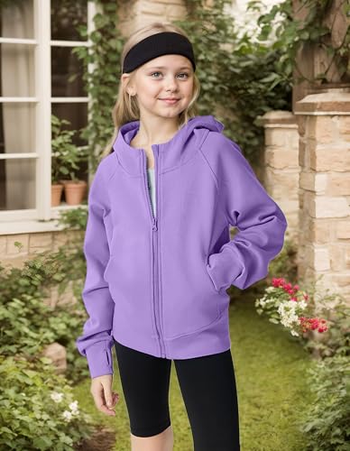 Girls' Zip-Up Hoodie Sweatshirt Kids Teens Lightweight Long Sleeve Hooded Jacket with Pockets2