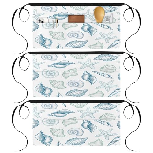 Lot de 3 tabliers courts de chef avec 3 poches pour cuisine et bistrot
