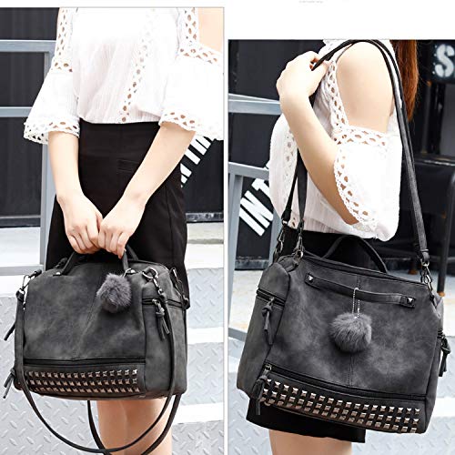 Pahajim BAG-6034 Womens Studded Tote Handbags Top Punk Casual Shoulder Bags Hobo Rocker Satchel Purse thumb #6