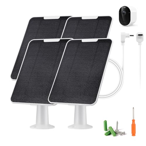 Solar Panel Charger Compatible with Arlo Pro 6/6 XL 6V 5W Solar Panel for Arlo Pro Security Camera 2K HDR (6th Gen 2025 Release) IP65 Weatherproof USB-C Plug 9.8ft Cable Secure Wall Mount 4 Pack