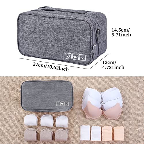 Unaone Travel Underwear Organizer - Portable Bra Travel Packing Storage Bag Large Compartment Underwear and Sock Organizer Bag, Grey2