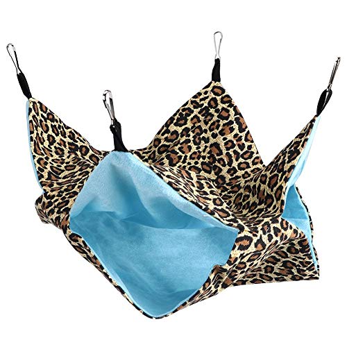 Dubbellaagse can cavia hangmat, hangmatten voor kleine huisdieren hangbed slaapzak voor hamster, cavia, chinchilla, fret, papegaai(Luipaard) - Image 3