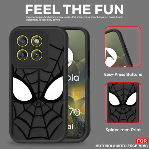 Image of AESTMO Back Case Cover for Moto Edge 70 5G Cover | Spidey Face Mask Design | Silicone Case | Full Body Protection | Camera Protection Back Cover for Moto Edge 70 5G (Black)