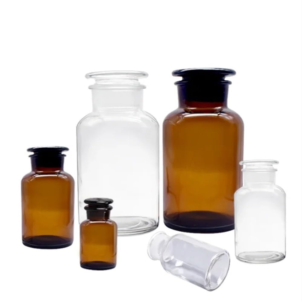Labor 30ml-1000ml Klar/Braun Glasflaschen Mattierte Mund Versiegelte Fläschchen Mit Skala Experiment Ausrüstung(Brown 1000ml)