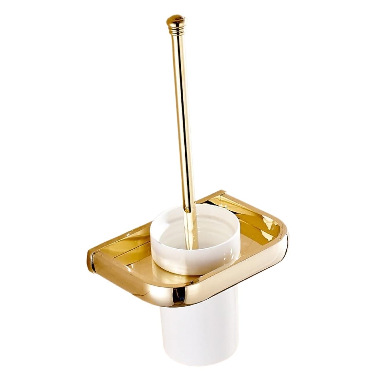 Szczotka do toalety, pełna miedź pozłacana, antyczny zestaw szczotek do wc Złota szczotka do wc Kubek ceramiczny Uchwyt na szczotkę do wc Szczotka do wc(Gold)