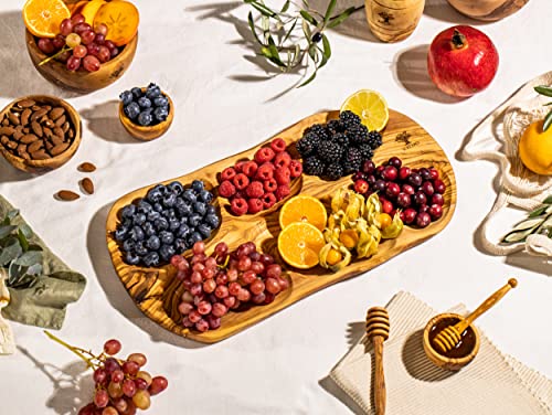 SOLTAKO La Rustica - Große rustikale Snackschale aus Olivenholz Dipschale Tapasteller Schale Holz Olivenholz Holzschale Salatschüssel Brotschale für Tapas