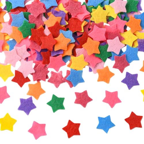 SUNNYCLUE 1 caja 300 piezas estrella fieltro formas fieltro estrellas a granel pre corte colorido delgado tejido pequeños adornos tela aguja plana fieltro para bricolaje artesanías suministros coser d
