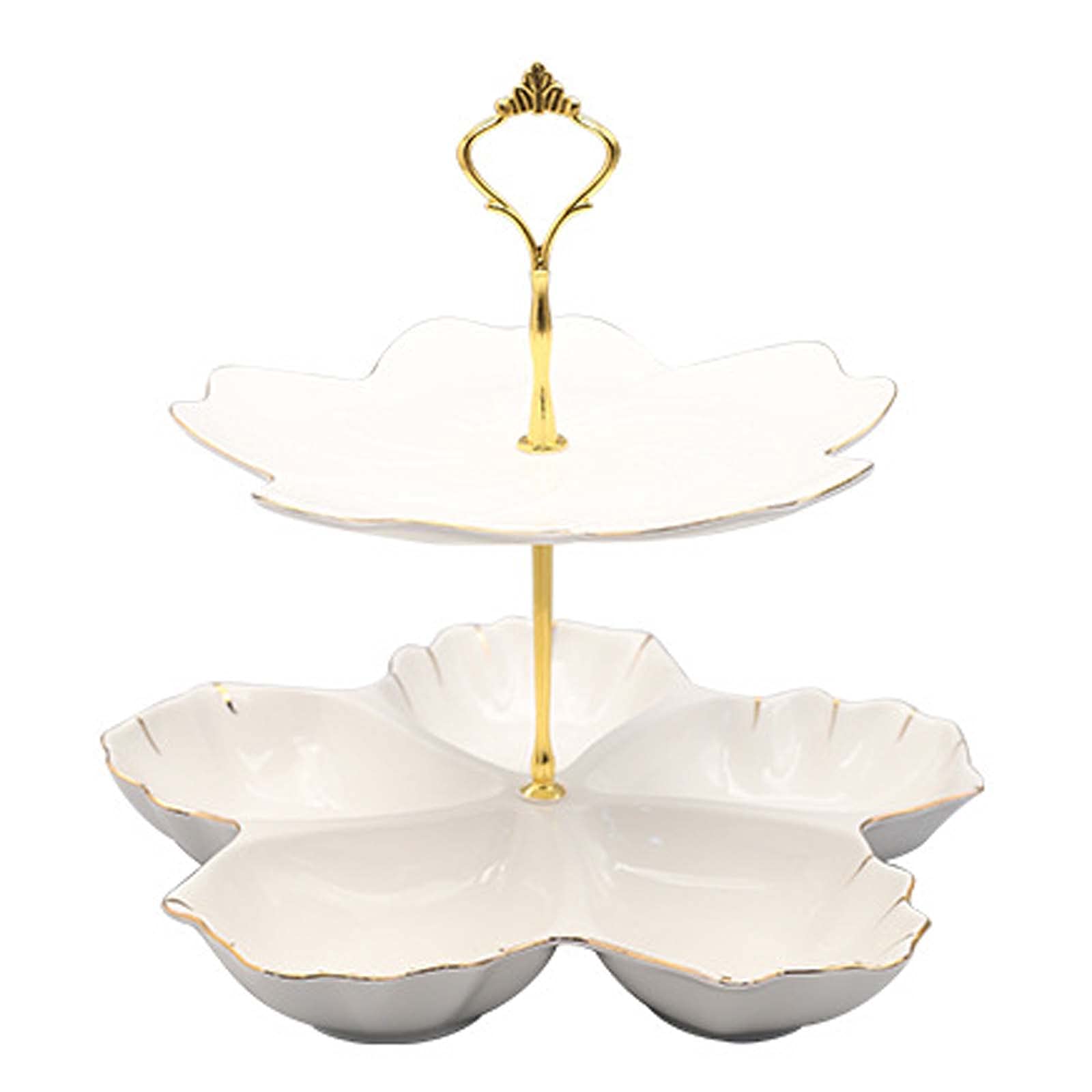 DFGHNBVC Ceramic 2/3-Tier Fruit Plate Cake Stand Cupcake Holder Afternoon Tea Candy Snack Tray Dessert Pastry Stand For Party Wedding Home Decor