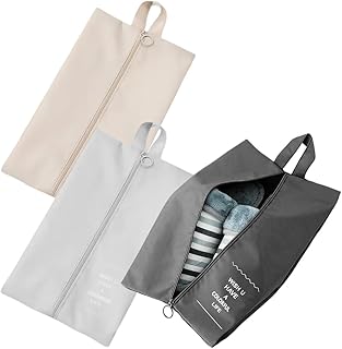 シューズバッグ シューズケース シューズ入れ 靴収納ケース スポーツ 靴入れ袋 超軽量 防水 防塵 防臭 3個入り 男女兼用 旅行 出張 スニーカー 子供 撥水加工 ジッパー付き収納バッグ 折りたたみ式 21*36cm ブラック・グレイ・ベージュ