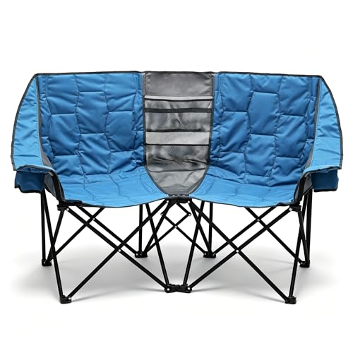SUNNYFEEL Double Camping Chair for Adults, 2 Seater Folding Sofa, Heavy Duty Foldable Chairs for...