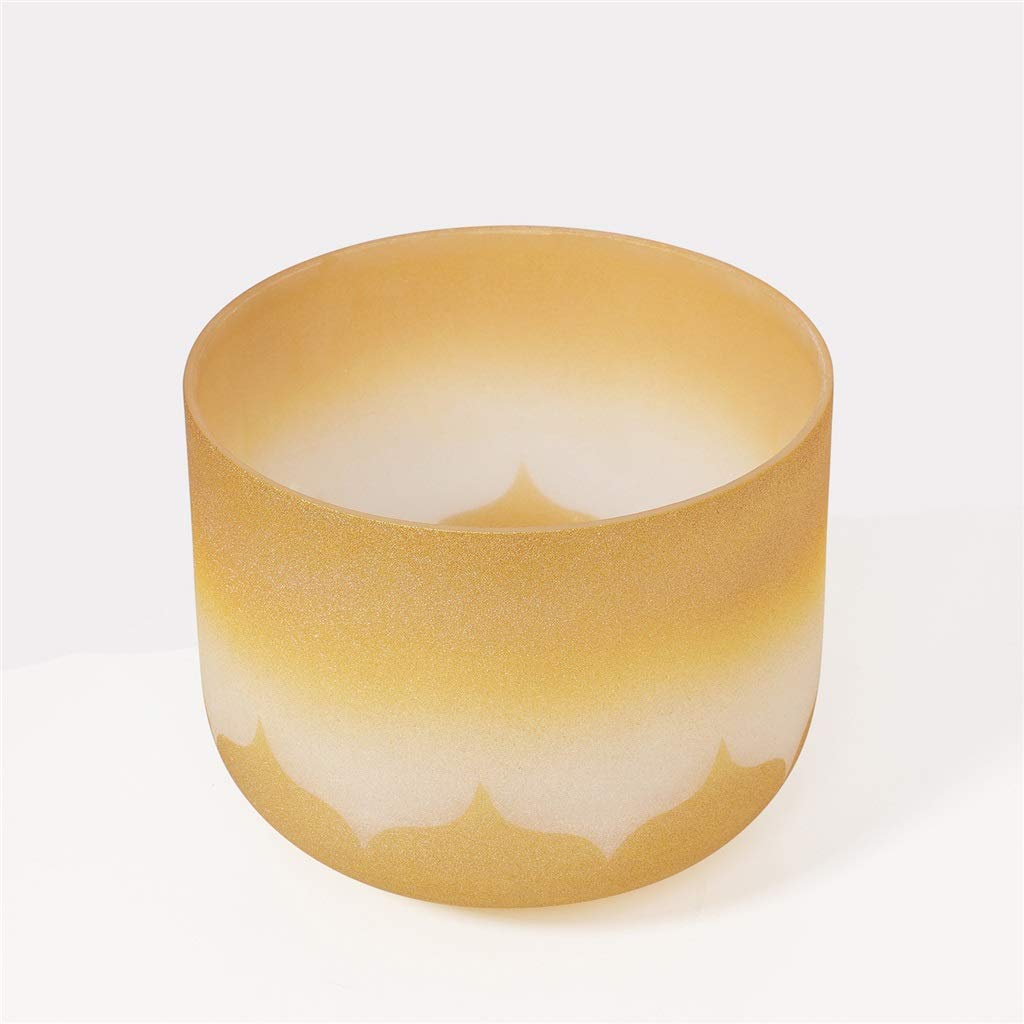 Kryształowa misa dźwiękowa, Frosted Gold 8-inch Crystal Singing Bowls Set 440Hz Notes C/D/E/F/G/A/B For Meditation(440Hz Note E)