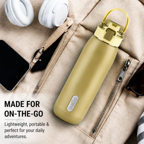 Image of CELLO Puro Steel-X Flint 900 Insulated Water Bottle 650 ml, Light Green | Easy Press Open Flip Top, Easy to Carry with Handle Leak Proof Inner Steel Water Bottle for School Kids, Office Gym Travel