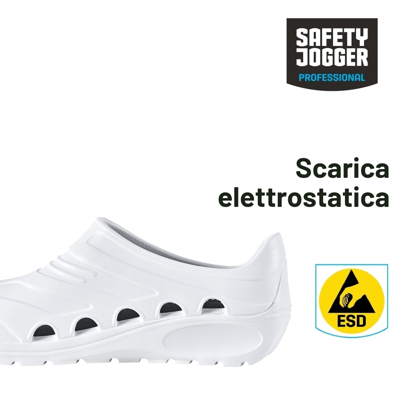 Safety Jogger Zoccolo Leggero Uomo e Donna 39 - OXYVA - Zoccoli Antiscivolo, antibatterici, antistatici e antifungini, Scarpe di Sicurezza, Oxypas, Bianco