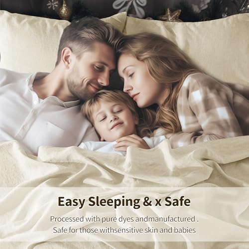 Image of LBRO2M 100% French Pure Linen Sheet Set 4Pcs, 16 inch Deep Pocket King Size