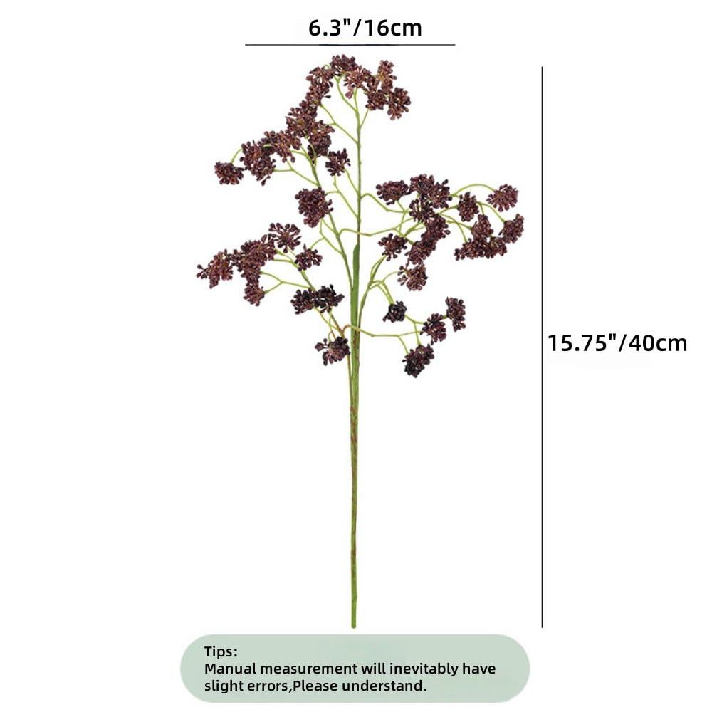 XZJMY Kunstbeeren, Herbstbeeren, künstliche weiche Pflaume, Sedum, Beeren, Stiel, für Herbst, Erntedankfest, Ernte, Weihnachtsbaum, DIY-Dekorationen (lila)