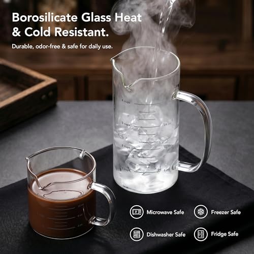 Set de 2 vasos medidores de vidrio con 3 picos de vertido miniatura 4