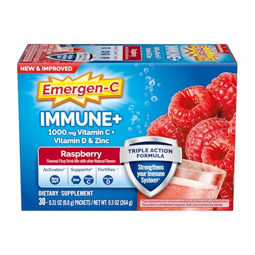 25% coupon - Emergen-C Triple Action Immune Support Powder, Raspberry – 30 packets
