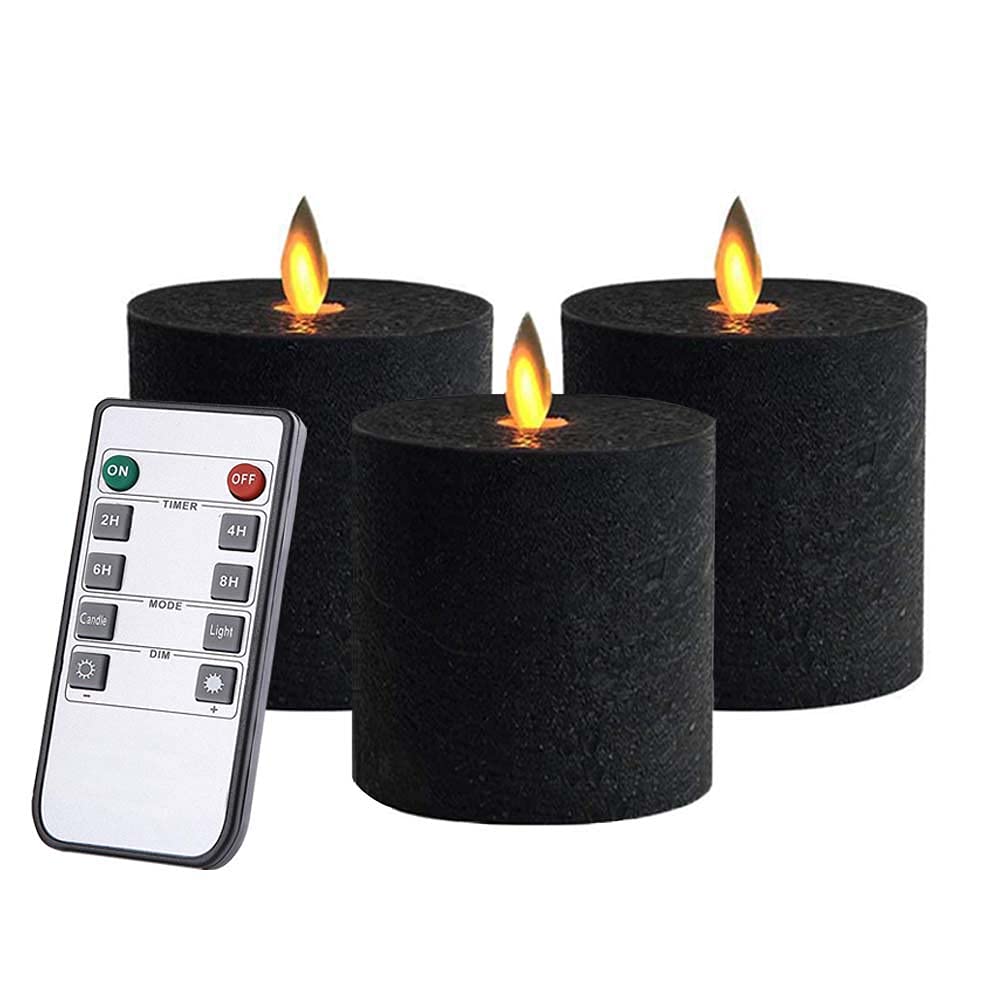Buy Onlyus Black Flameless Candles Set of 3 (3x3 inch) Flickering LED