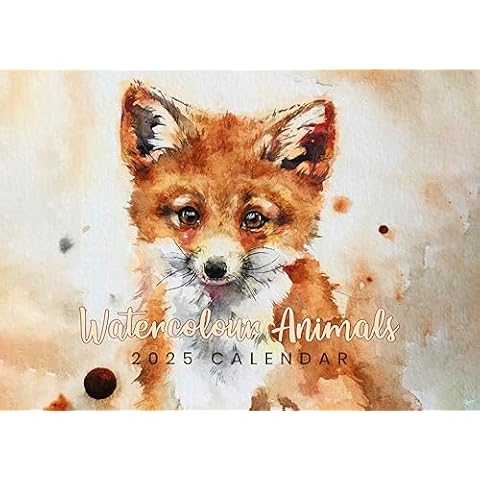 evelay 2025 A4 Watercolour Animals Calendar Cover