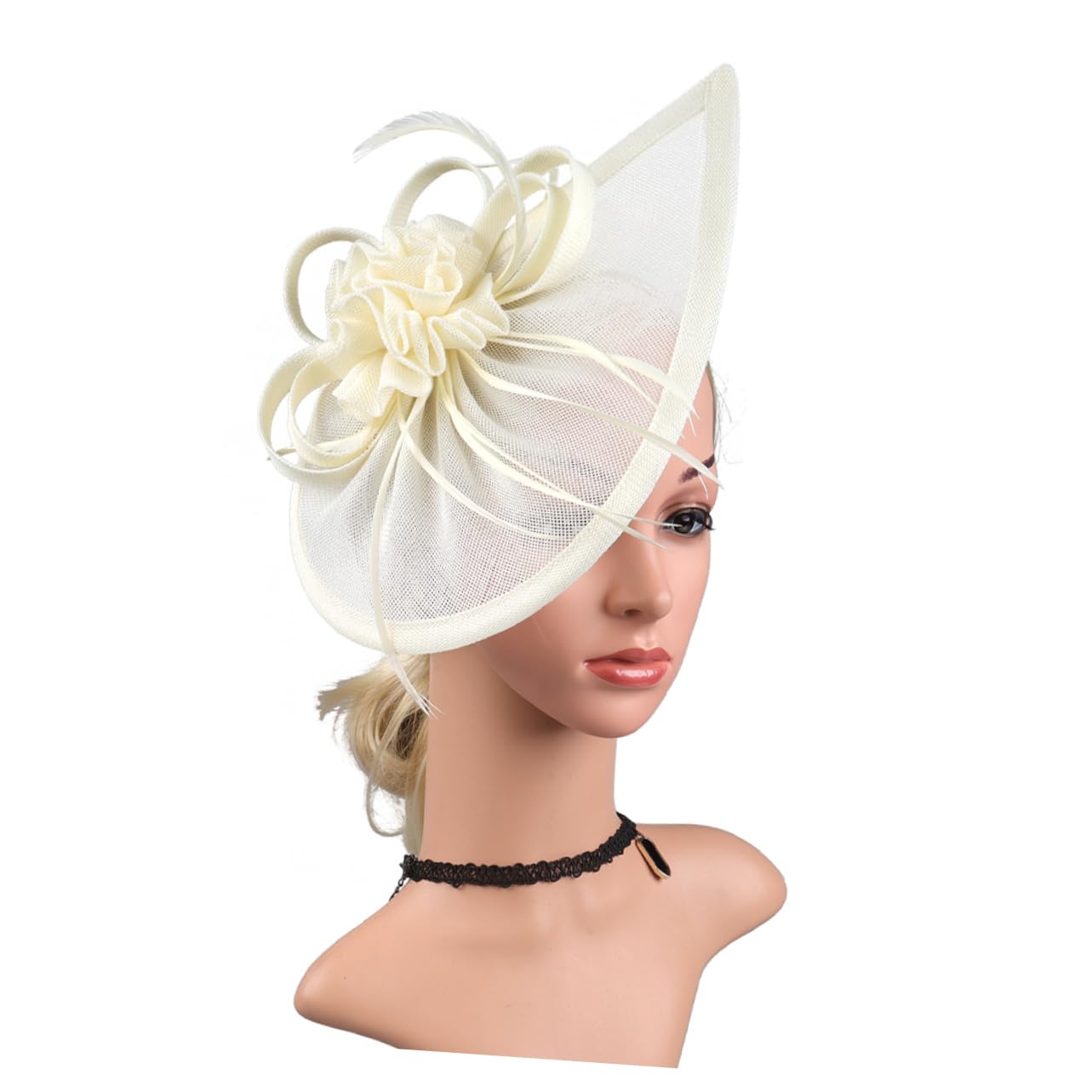 2pezzi Fascinator Elegante con Clip e Fascia per Accessori Vintage per Cerimonie Tea Party e Matrimoni Cappello Rete con Dettagli Plume