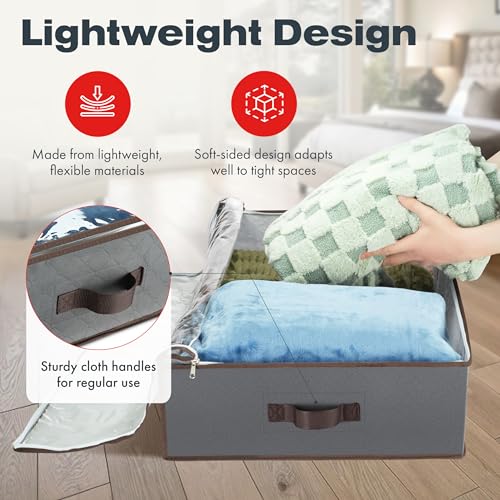 Underbed-Storage-Bags-4-Pack-Foldable-Under-Bed-Storage-Organizer-for-Clothes-Bedroom-Blankets-Comforter-Pillows-Linen-Sheets-Towels-Sweaters-Shoe-Drawers-Ideal-for-College-Dorms-Grey