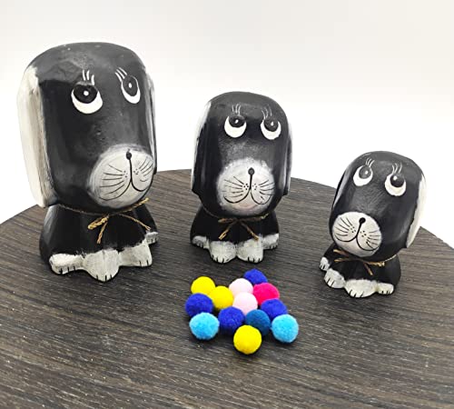 SusggO Set of 3 wooden dog figures, decorative dogs, dog figures, dog decoration, dogs, crafts, hand-carved, handmade - Image 4