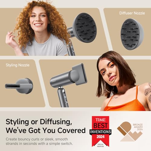 Image of Dreame Pocket Pro Hair Dryer, Dual Voltage Travel Blow Dryer with Diffuser, 1300W Professional HighSpeed Ionic Hair Blower, Fast Drying, Low Noise, Lightweight, No Heat Damage, Global Travel 120V /240V