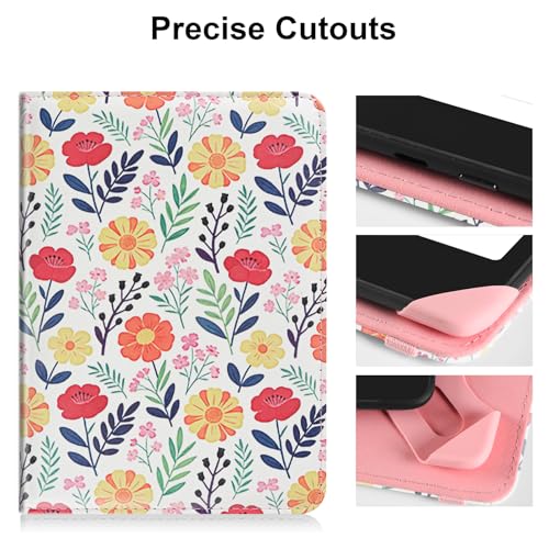 Image of HoYiXi Universal Case for 6.8 Inch 7 Inch Kindle eReaders Compatible with Paperwhite /Kobo /BOOX T68 /iReader Ocean,6.8-7 inch eReaders Protective Case Cover Elastic Rope,Flowers 2
