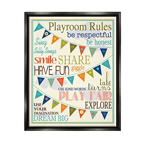 Stupell Industries Playroom Rules With Pennants In Blue, Design by Finny and Zook
