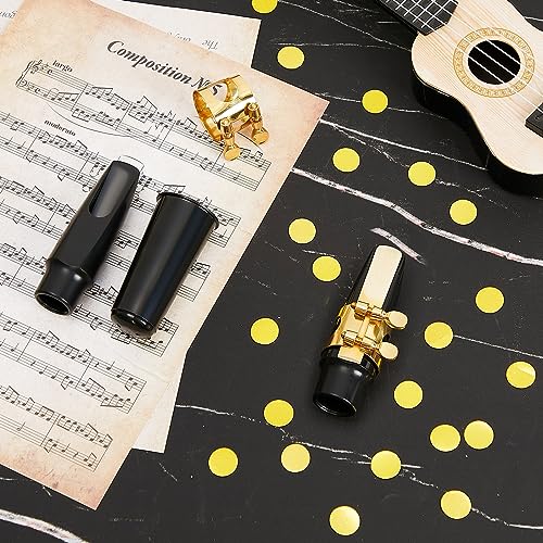 Image of 2 Sets Alto Saxophone Mouthpiece Kit, Gold E Flat Alto Sax Mouthpiece Replacement Sets with Ligatures Reeds and Plastic Caps, Sax Accessories for Beginner Students, School Band Practice